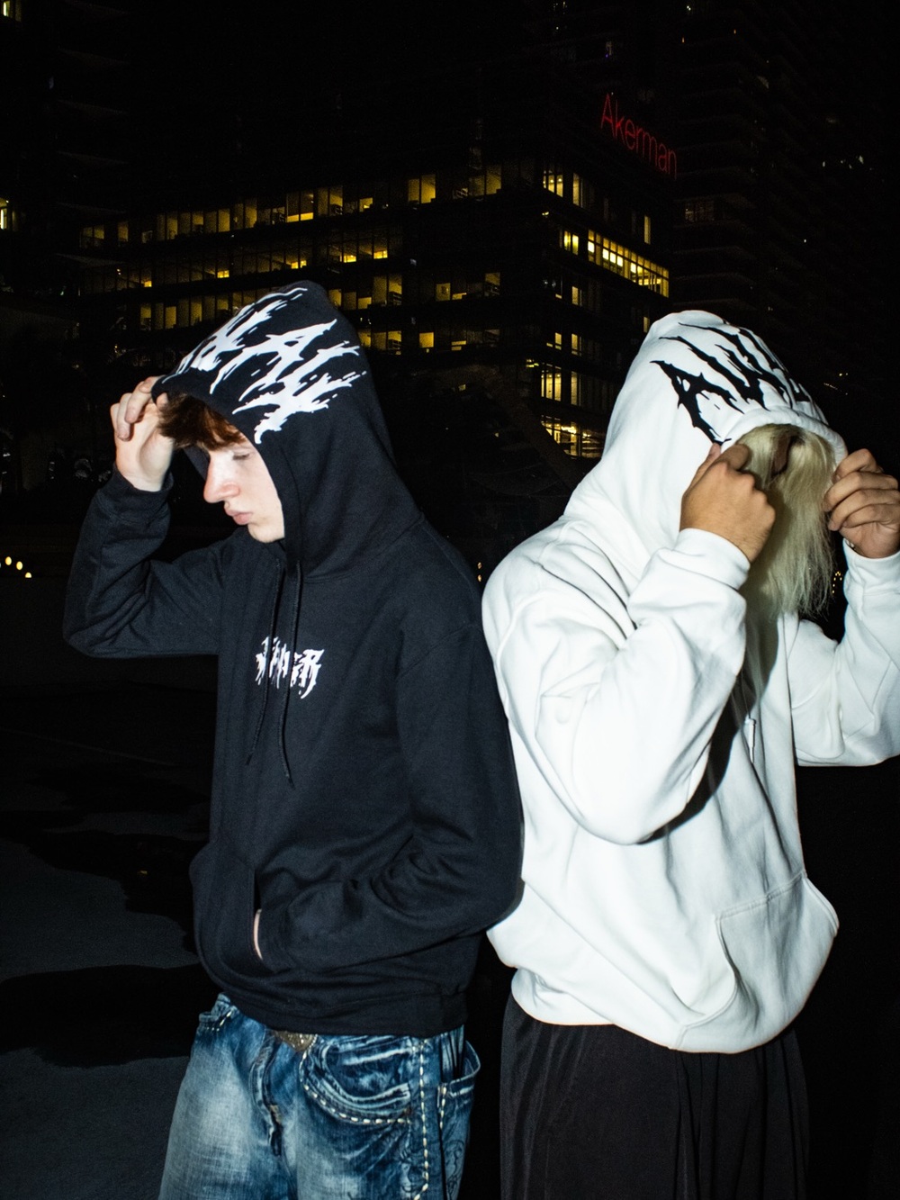 Karma Black & White Graphic Hooded Sweatshirt - Men